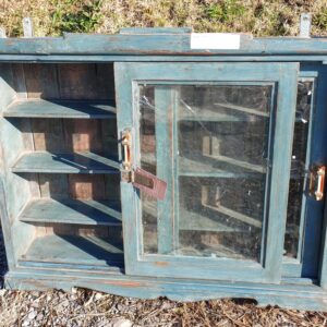Teak wall cabinet with glass doors