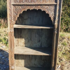 Teak hand carved tall display unit/bookcase
